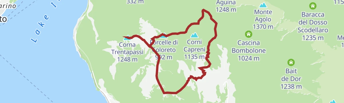 Route map: Monte Vignole, Corna Trentapassi, and Passo Croce di Zone circular route from Cusato